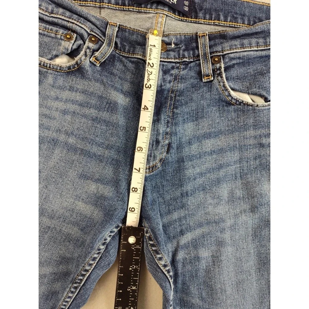 Hollister Men Jean 30 Blue Medium Wash Denim Straigh Slim Stretch Low Rise Denim